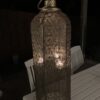 Tall Metal Lantern Candle Holder Moorish Spanish Design with 3 hanging glasses - Image 3