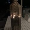 Tall Metal Lantern Candle Holder Moorish Spanish Design with 3 hanging glasses - Image 2