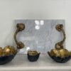 APETISTAS Italian Marble Trays in White Gold Palm Trees Handles - Image 3