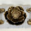 APETISTAS Italian Marble Trays in White Gold Palm Trees Handles